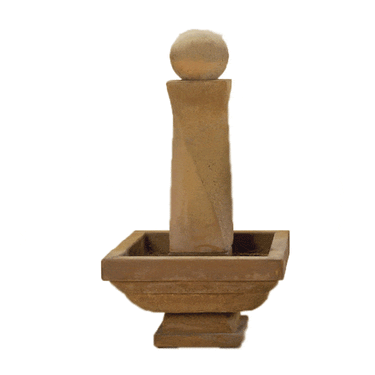 Mod Twist Outdoor Cast Stone Garden Fountain Short With Ball Fountain Tuscan
